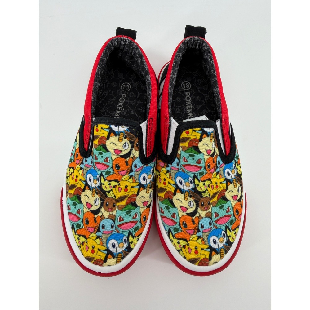 Ground Up Pokemon Kids Slip On Sneakers Pikachu Bulbasaur Charmander Size 13 Red